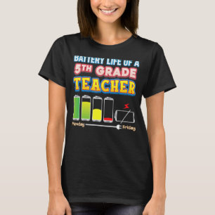 Battery Life Of A 5th Grade Teacher Fifth Back To  T-Shirt