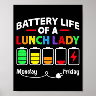 Battery Life Of A School Lunch Lady Cafeteria Work Poster
