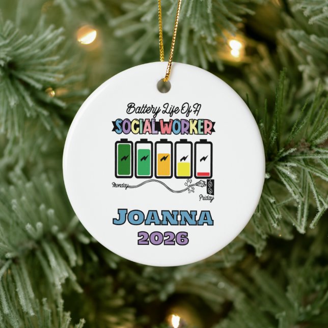 Battery Life Of A Social Worker Ceramic Ornament (Tree)