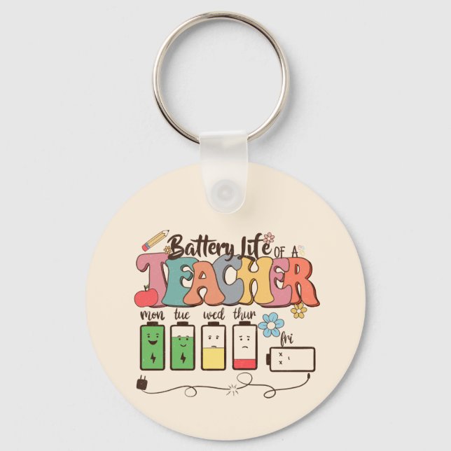 Battery Life of a Teacher – Relatable Educator Key Ring (Front)