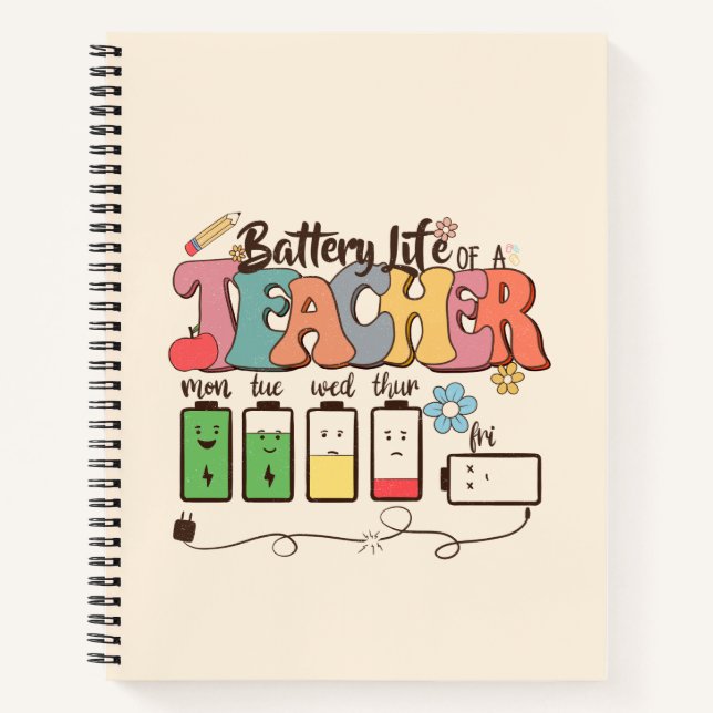 Battery Life of a Teacher – Relatable Educator Notebook (Front)