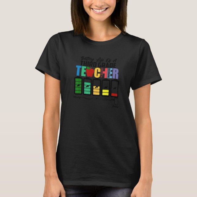 Battery Life Of A Third Grade Teacher First Day Of T-Shirt (Front)
