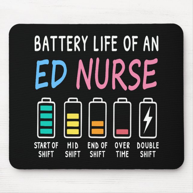 Battery life of an ED nurse levels humor Mouse Pad (Front)