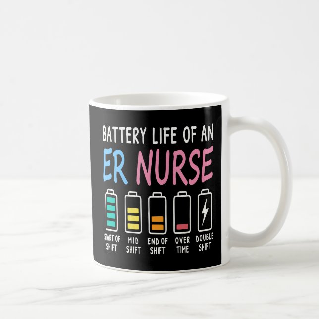 Battery life of an ER nurse humor chart Coffee Mug (Right)