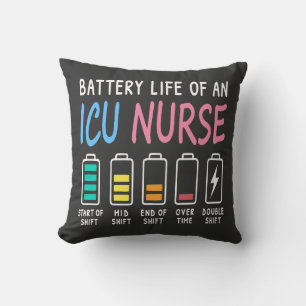 Battery life of an ICU nurse humor chart Cushion
