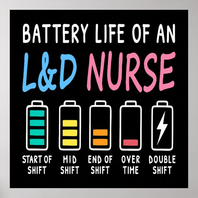 Battery life of an L&D nurse humor chart (Front)