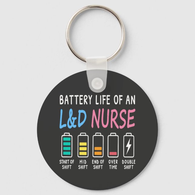 Battery life of an L&D nurse humor chart Key Ring (Front)