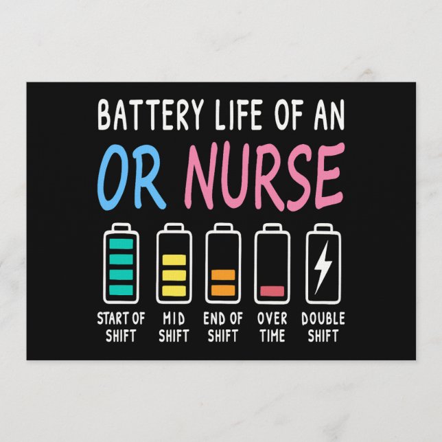 Battery life of an OR nurse humor chart Invitation (Front)