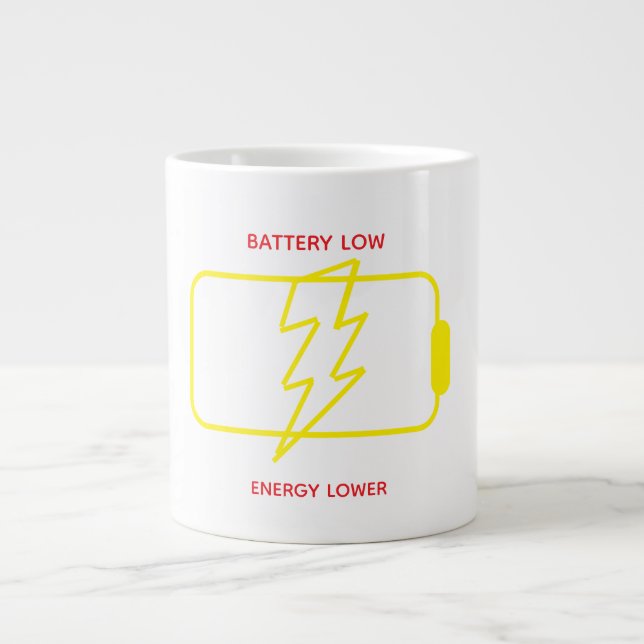 Battery Low Mug – Funny Energy Low Coffee Mug (Front)