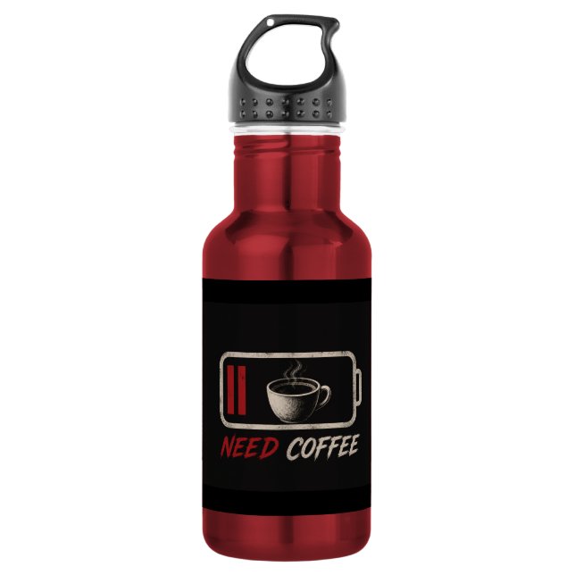 Battery Low Need Coffee – 532 Ml Water Bottle (Front)
