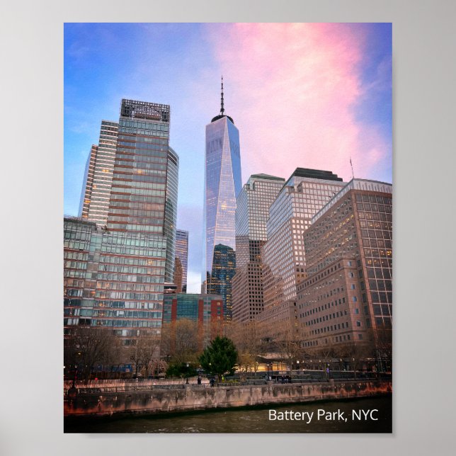 Battery Park from Staten Island Ferry NYC Poster (Front)
