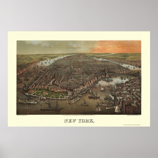 Battery Park, NY Panoramic Map - 1873 Poster (Front)