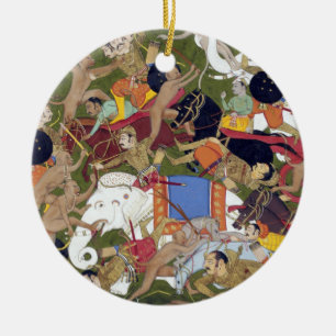 Battle at Lanka Ramayana Udaipur India Sahibdin Ceramic Ornament