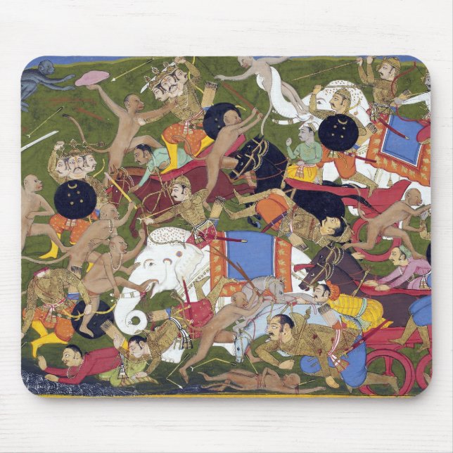 Battle at Lanka Ramayana Udaipur India Sahibdin  Mouse Pad (Front)