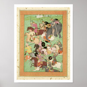 Battle between the forces of Iran and Turan, illus Poster