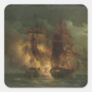 Battle Between the French Frigate 'Arethuse' Square Sticker