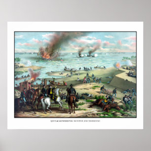 Battle Between The Monitor And Merrimac Poster