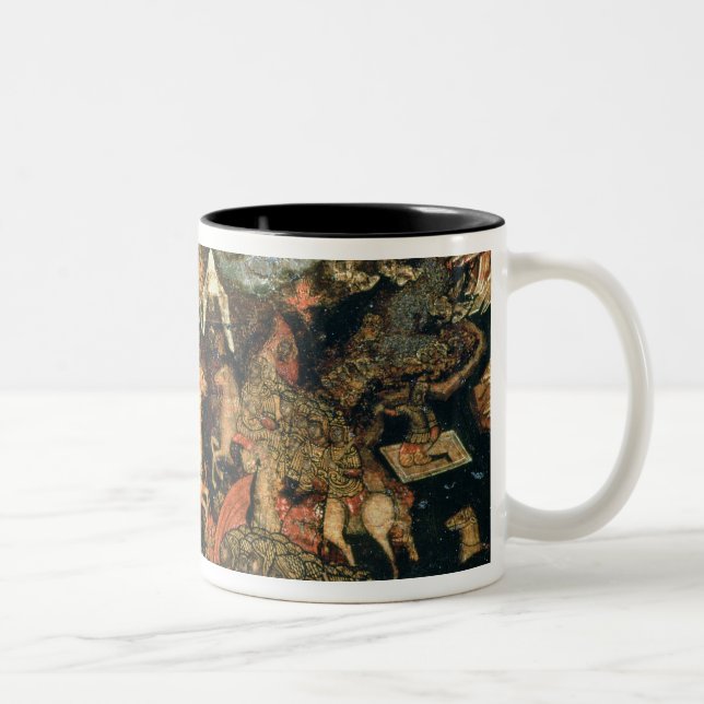 Battle between the Russian and Tatar troops Two-Tone Coffee Mug (Right)