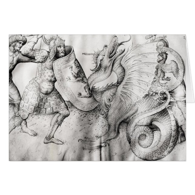 Battle between warriors and a dragon, c.1450 (Front Horizontal)