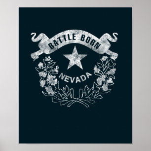 Battle Born - Nevada, Las Vegas. Flag Logo Vintage Poster