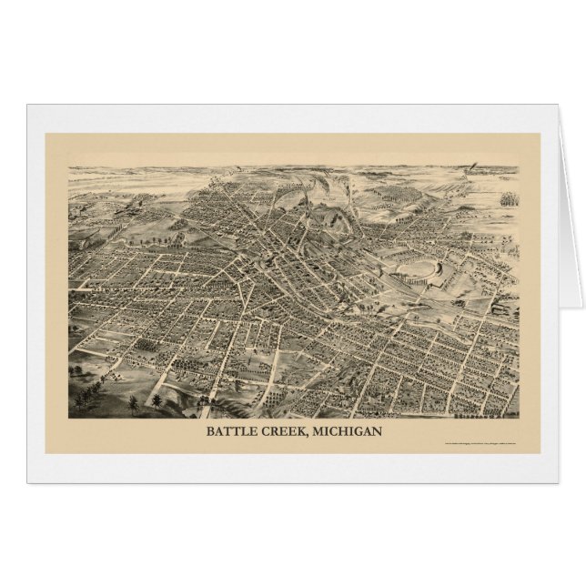 Battle Creek, MI Panoramic Map - 1880s (Front Horizontal)
