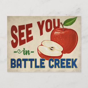 Battle Creek Michigan Apple - Vintage Travel Postcard