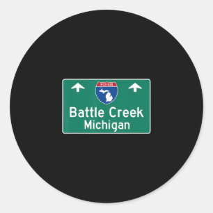 Battle Creek Michigan Interstate Highway Vacation Classic Round Sticker