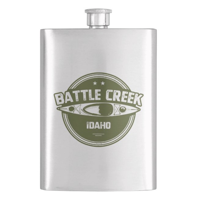 Battle Creek Wild And Scenic River Idaho Kayaking Hip Flask (Front)