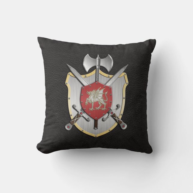Battle Crest Dragon Black Cushion (Front)