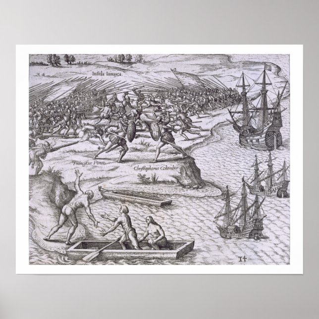 Battle in Jamaica between Christopher Columbus (14 Poster (Front)