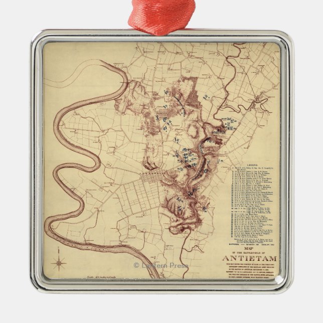 Battle of Antietam - Civil War Panoramic Map 5 Metal Ornament (Front)