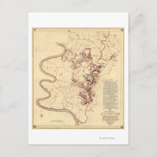 Battle of Antietam - Civil War Panoramic Map 5 Postcard