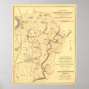 Battle of Antietam - Civil War Panoramic Map Poster