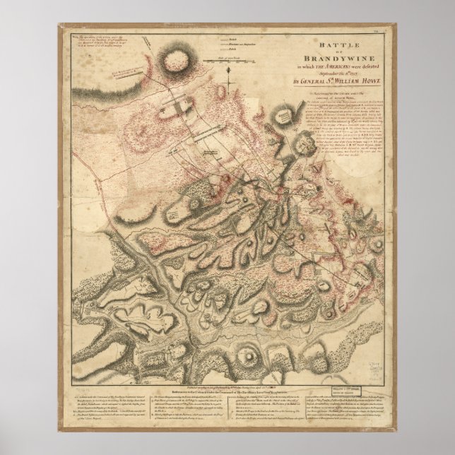 Battle of Brandywine American Revolution Map 1784 Poster (Front)