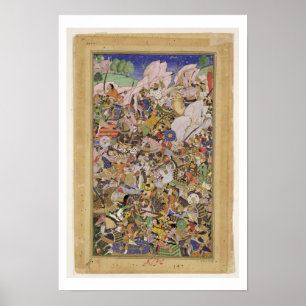 Battle of Bundi, from the Akbarnama, c.1590 (gouac Poster