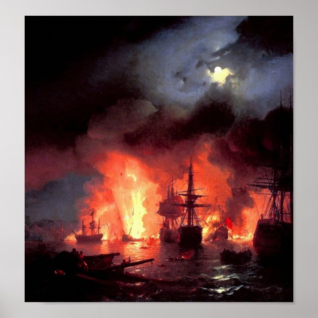 Battle of Cesme at Night Poster (Front)