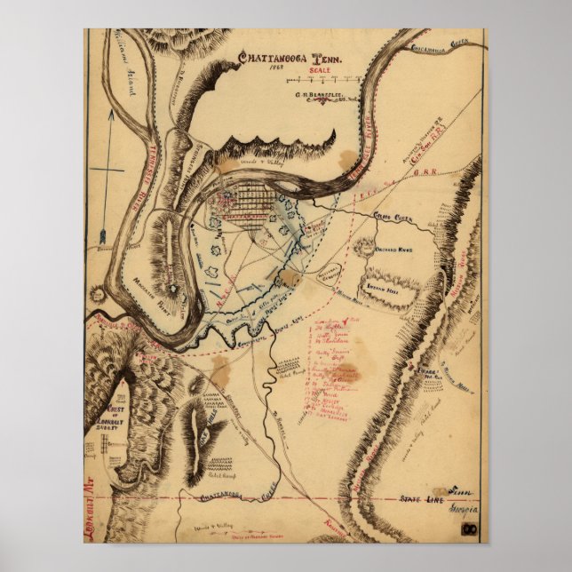 Battle of Chickamauga - Civil War Panoramic Map 3 Poster (Front)