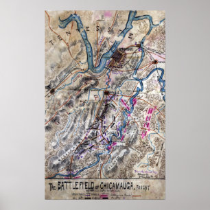 Battle of Chickamauga - Civil War Panoramic Map Poster
