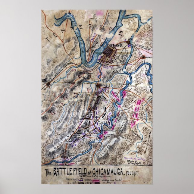 Battle of Chickamauga - Civil War Panoramic Map Poster (Front)