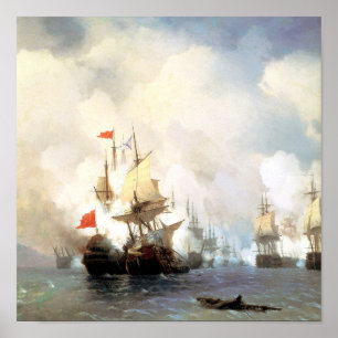 Battle of Chios , Ivan Aivazovsky Poster