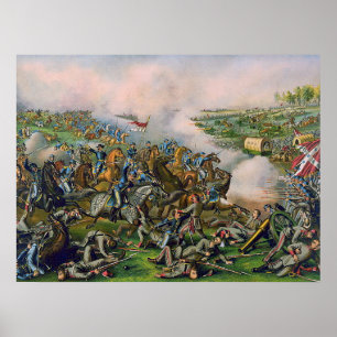 Battle of Five Forks Kurz & Allison Lithograph  Poster