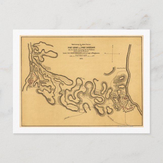 Battle of Fort Henry - Civil War Panoramic Map 2 Postcard (Front)