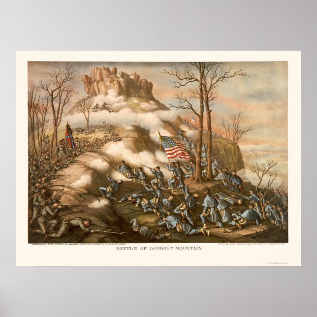 Battle of Lookout Mountain by Kurz & Allison 1863 Poster (Front)