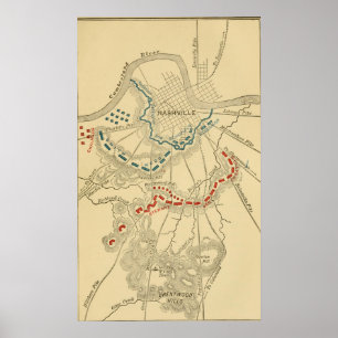 Battle of Nashville Map Poster