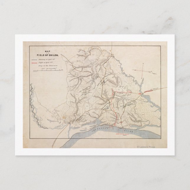 Battle of Shiloh - Civil War Panoramic Map 4 Postcard (Front)