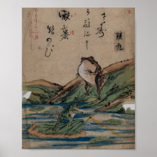 "Battle of the Frogs" by Kawanabe Kyōsai Poster