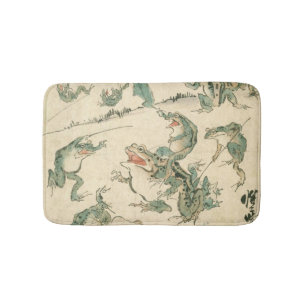 Battle Of The Frogs - Kawanabe Kyosai Bath Mat
