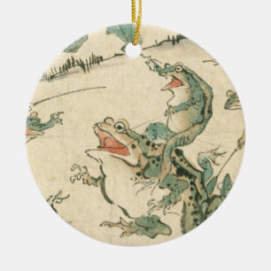 Battle Of The Frogs - Kawanabe Kyosai Ceramic Ornament