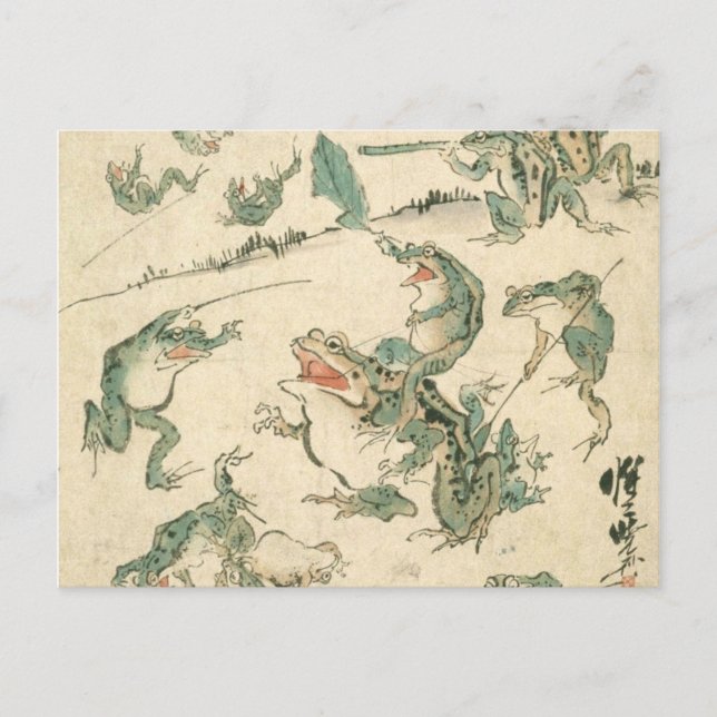 Battle Of The Frogs - Kawanabe Kyosai Postcard (Front)
