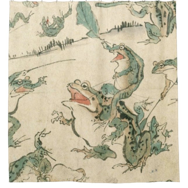 Battle Of The Frogs - Kawanabe Kyosai Shower Curtain (Front)